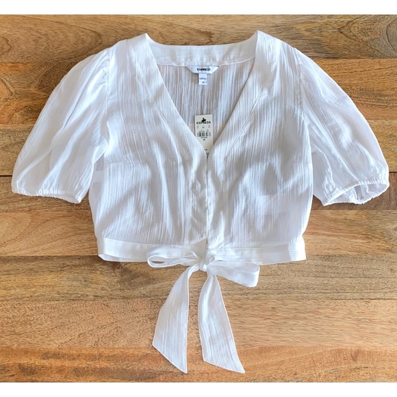 Express Cropped Tie Front Top NWT - Picture 5 of 16